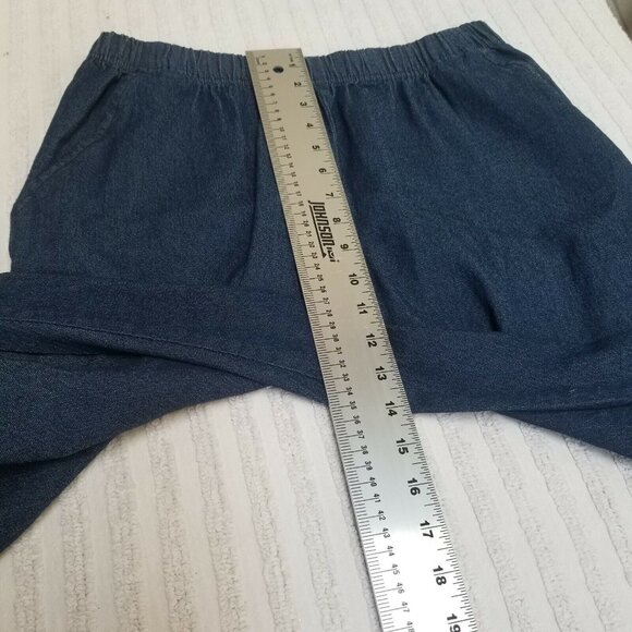 Turtle Bay Womens Straight Leg Pants Large High Rise Elastic Waist Denim Blue - Picture 6 of 7